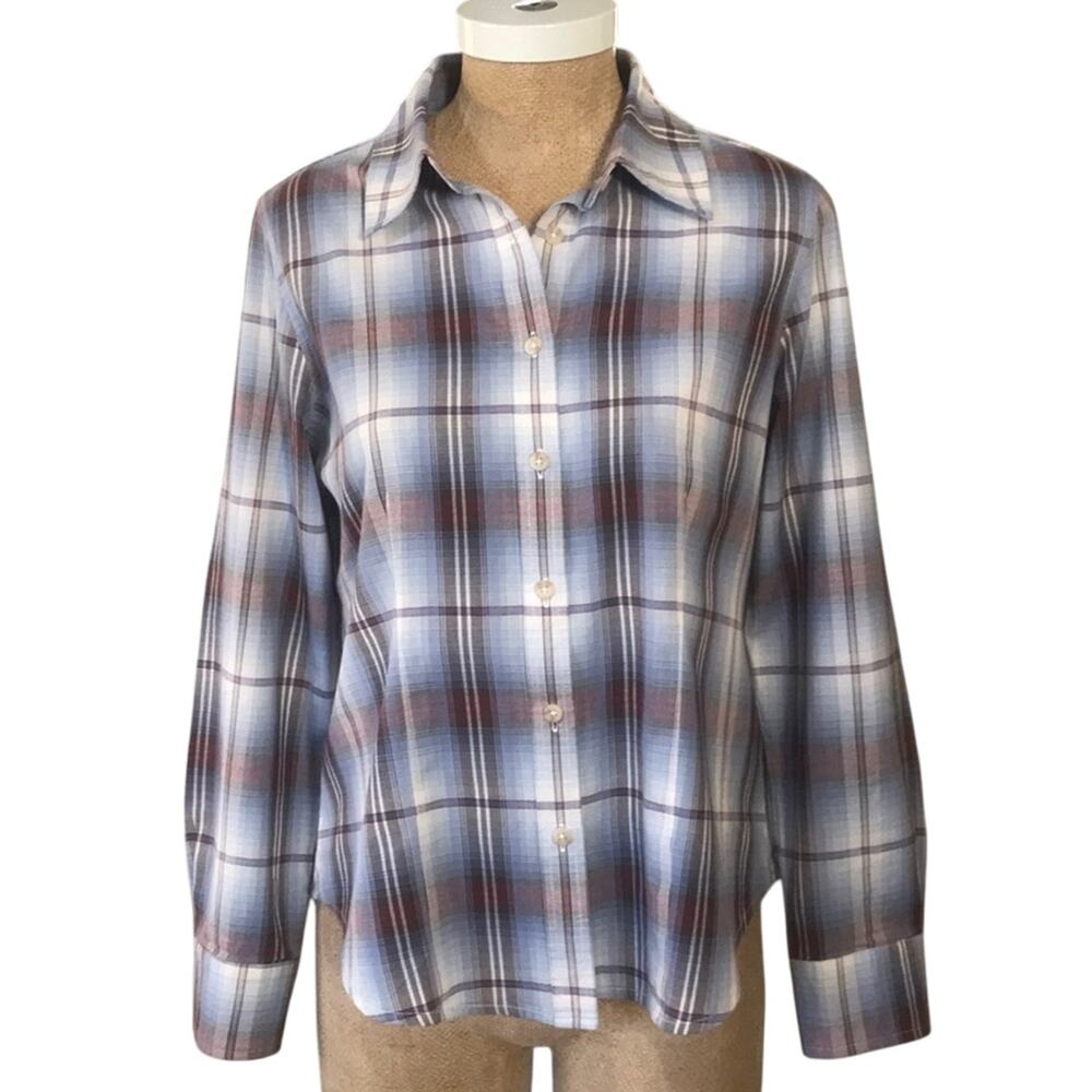 Pendleton Plaid Long Sleeve Fitted Western Women's Sz MP Med Petite Shirt Cotton